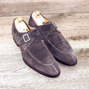 $795 Scarpe DI BIANCO Treviso Monkstrap 10 M Grey Suede SC542 * add $15 Trees
